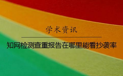 學術檢測查重報告在哪里能看抄襲率？