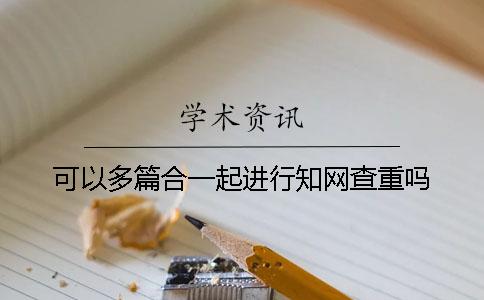 可以多篇合一起進行學(xué)術(shù)查重嗎