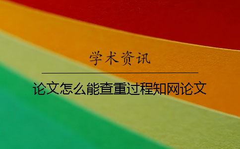 論文怎么能查重過程學(xué)術(shù)論文