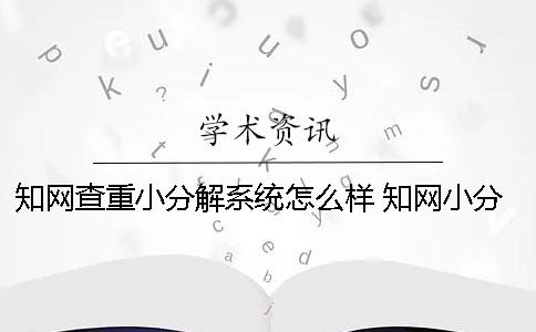 學術查重小分解系統怎么樣 學術小分解查重多久出結果