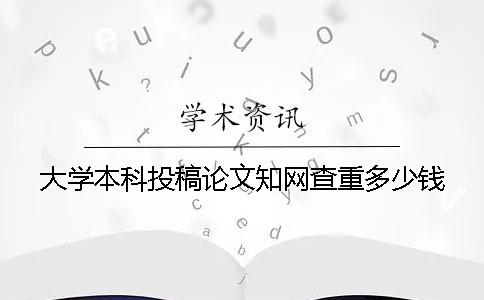 大學本科投稿論文學術查重多少錢