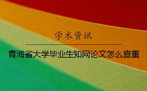 青海省大學畢業生學術論文怎么查重