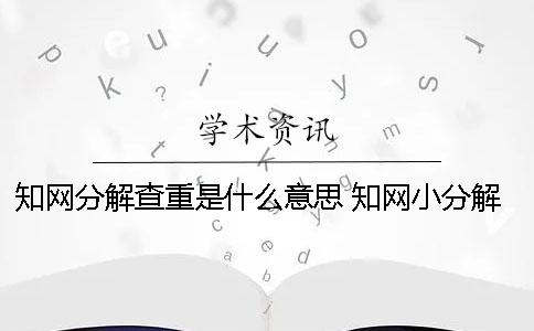 學(xué)術(shù)分解查重是什么意思？ 學(xué)術(shù)小分解查重多久出結(jié)果